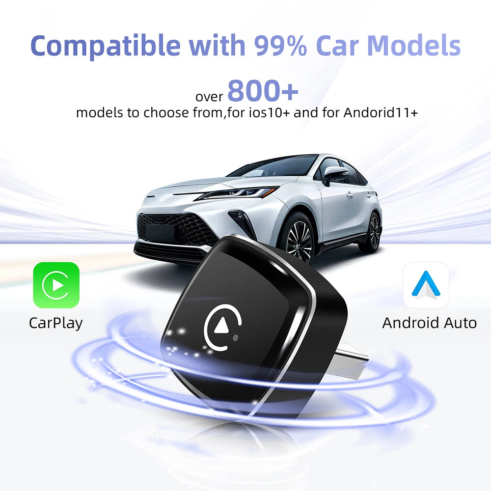 NEW Wired to Wireless Carplay Android Auto 2in1 Mini Adapter Dongle Auto Connect Plug&Play Bluetooth WiFi Universal Mini Box