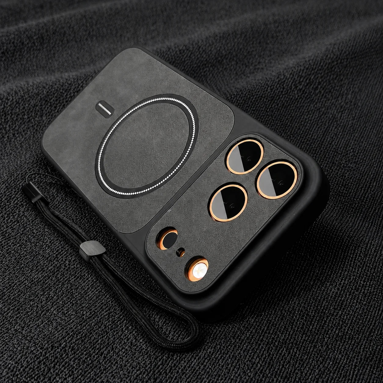 Luxury Matte Leather Magnetic Phone Cases for IPhone 17Air 17 16 15 14 13 Pro Max for Magsafe Wireless Charge with Lanyard Cover
