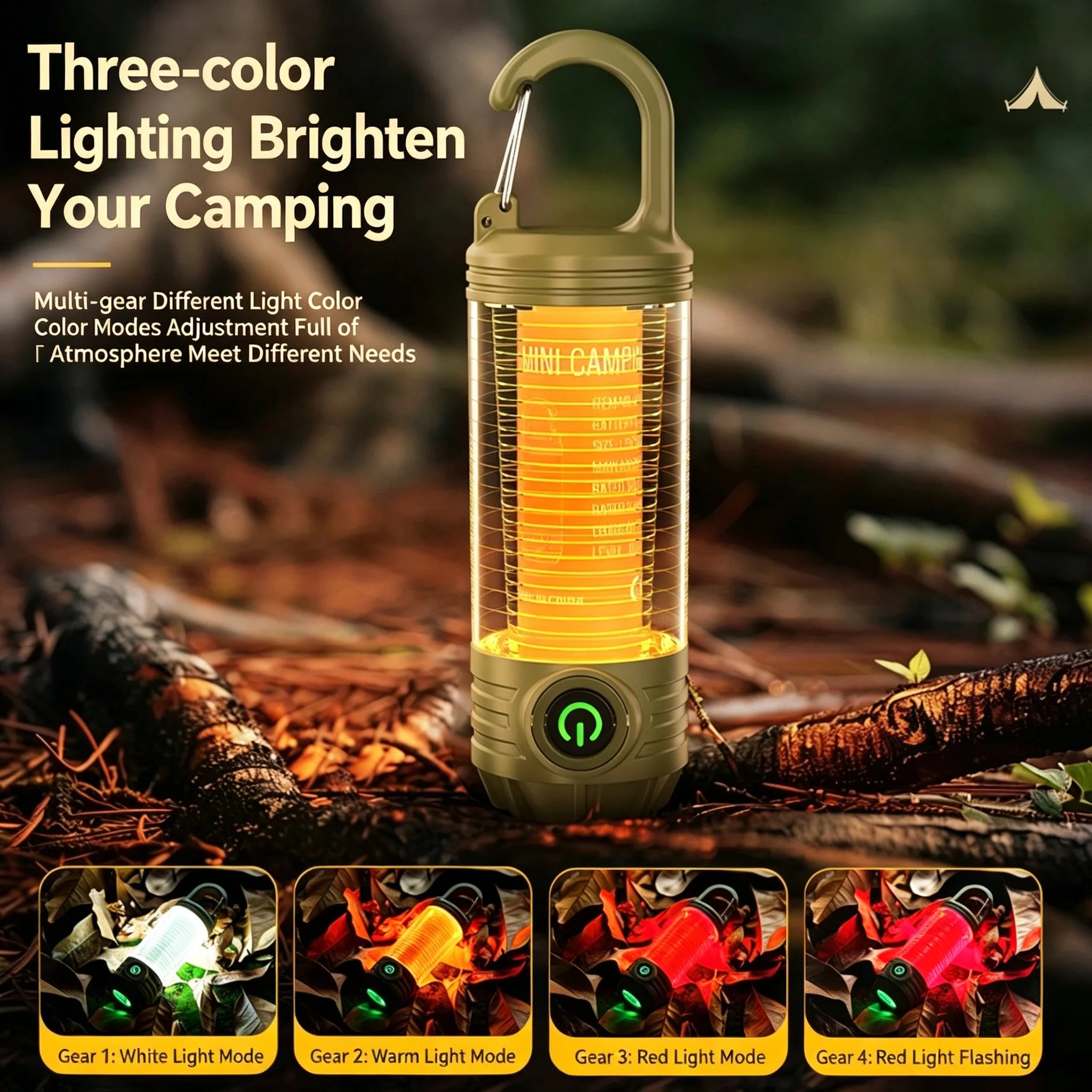Multicolor Mini Tent Lantern 2in1 LED Flashlight Torch Daily Waterproof Type-C Fast Charge Outdoor Hiking Fishing Survival Lamp