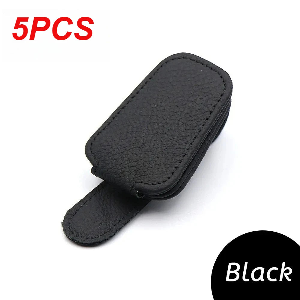 Sunglass Holder for Car Visor Sunglasses Clip Magnetic Leather Glasses Eyeglass Holder Truck Interior Car Accessories Black/1PCS