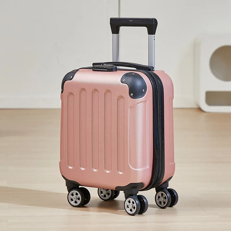 Fashionable Carry-On Luggage 14-inch Cabin-Size Suitcase Perfect for Short Trips Includes Cup Holder and Phone Holder Multi-Dire