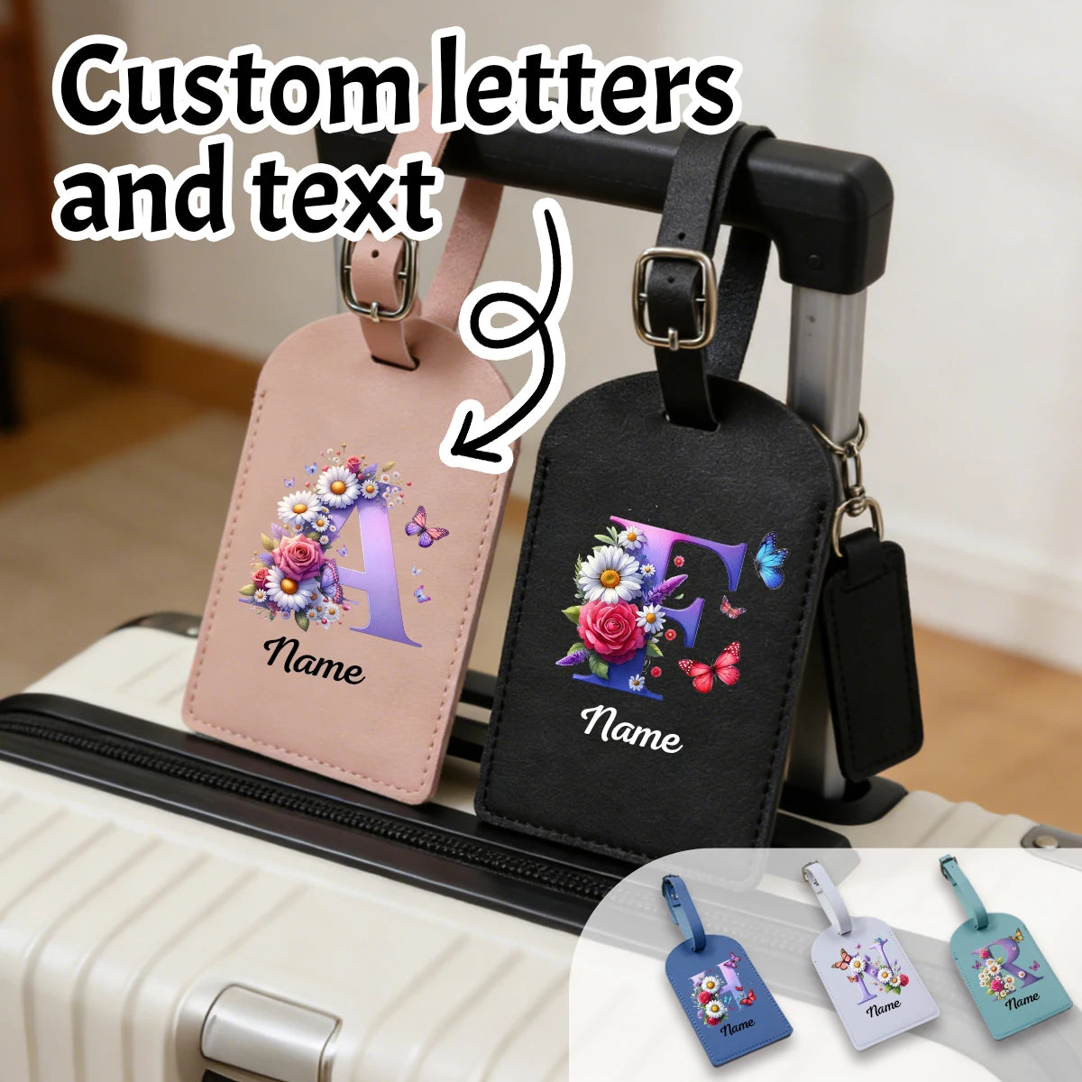 Personalized Pu Leather Luggage Tags, Customized Luggage Tags For Suitcases, Customizable Suitcase Tag, Bag Tags For Luggage,