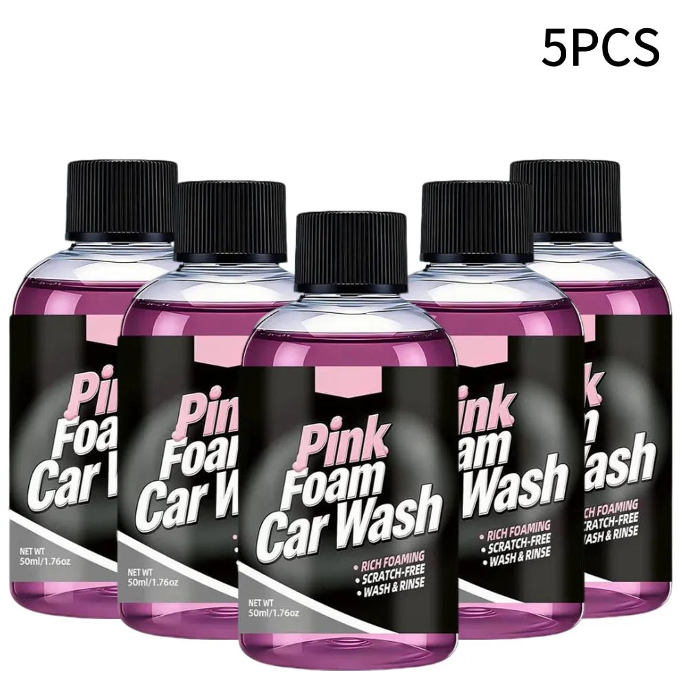 50ml Pink Snow Foam Car Wash Shampoo, Rich Foam Touchless Auto Wash Soap Scratch Free Vehicle Surface Cleaning Care Detergent