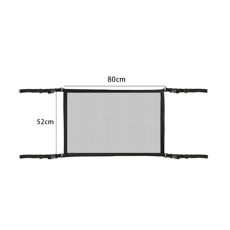 Car Ceiling Storage Net Pocket, Adjustable Roof Mesh Organizer Bag, Universal Auto Interior Roof Cargo Net for Travel Supplies
