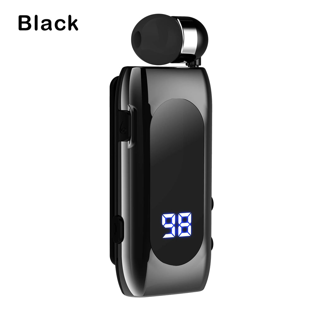 K55 Lapel Clip Bluetooth Earphone Wireless Handsfree Earbud Incoming Call Vibration Business Retractable Earbud Headset