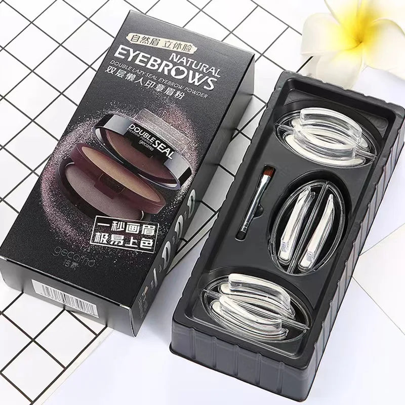 Eyebrow Shadow Set Eyebrow Powder Seal Waterproof Eyebrow Stamp Natural Shape Brow Stamp Powder Quick Makeup Kit Set