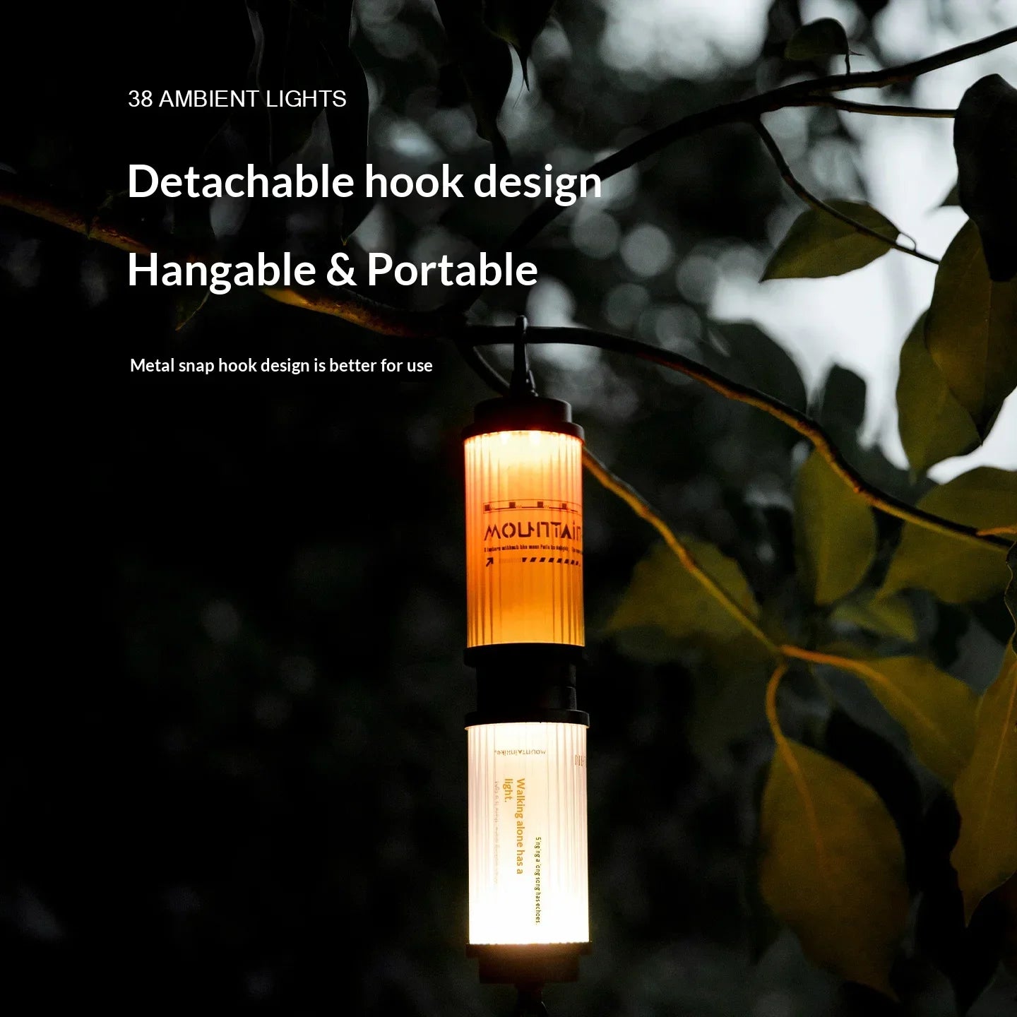 MOUNTAINHIKER 1800mAh LED 38 Ambient Camping Lantern Outdoor Portable Hanging Light with Ultra-Long Battery Life for Ambiance