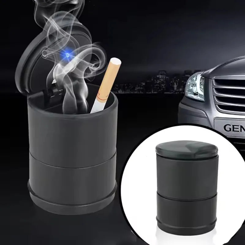 Car Ashtray LED Alloy Ash Tray Plastic Cup Portable Smokeless Auto Ashtray Flame Retardant Cigarette Holder Box Accessories