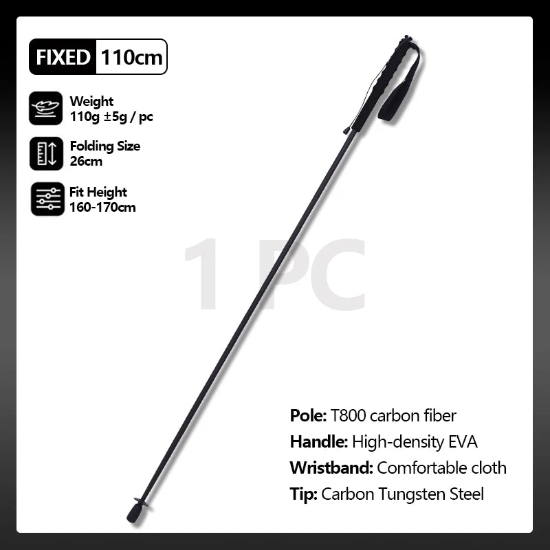 115g Ultra-Lightweight Trekking Poles Foldable 5-Sections Carbon Fiber Hiking Poles Sticks Walking Cane Outdoor Gear Equipment