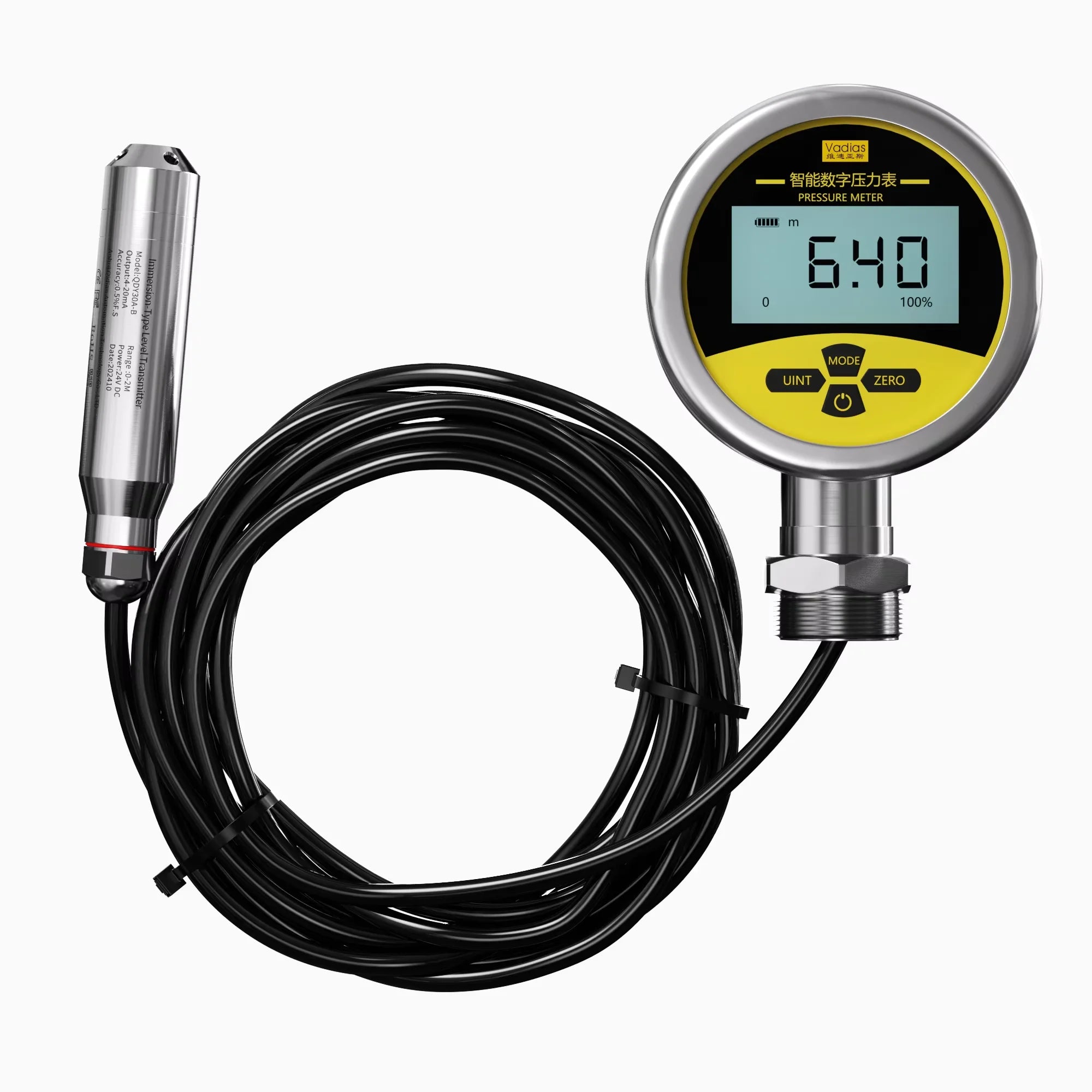 Water Level Gauge 0-1m/0-5m/0-10m/0-15m 20m Liquid Level Meter Digital Water Level Gauge 304SS Submersible Water Level Meter