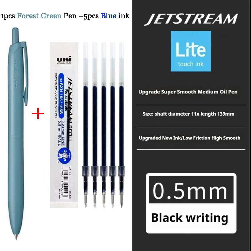 Uni Permanent Ballpoint Pen Jet Stream Anti-slip Cloudy Recycled Eco Shell Friction Super Smooth Ink Oil Pens Portable Supplies