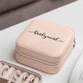 Personalized pink PU leather jewelry box, pearl box, portable women's travel earrings, necklace storage, wedding gift