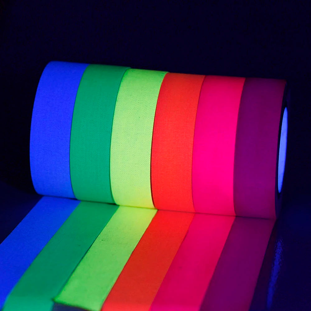 UV Gaffer Fluorescent Tape Matt Night Self-Adhesive Glow In The Dark Luminous Tape For Party Floors Stages Whiteboard 6pcs/Set