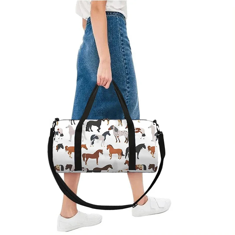 Cartoon Animal Horse Large Capacity Luggage Bag for Boy and Girls Best Gifts 2D Cartoon Travel Duffels Hand Bag for Children