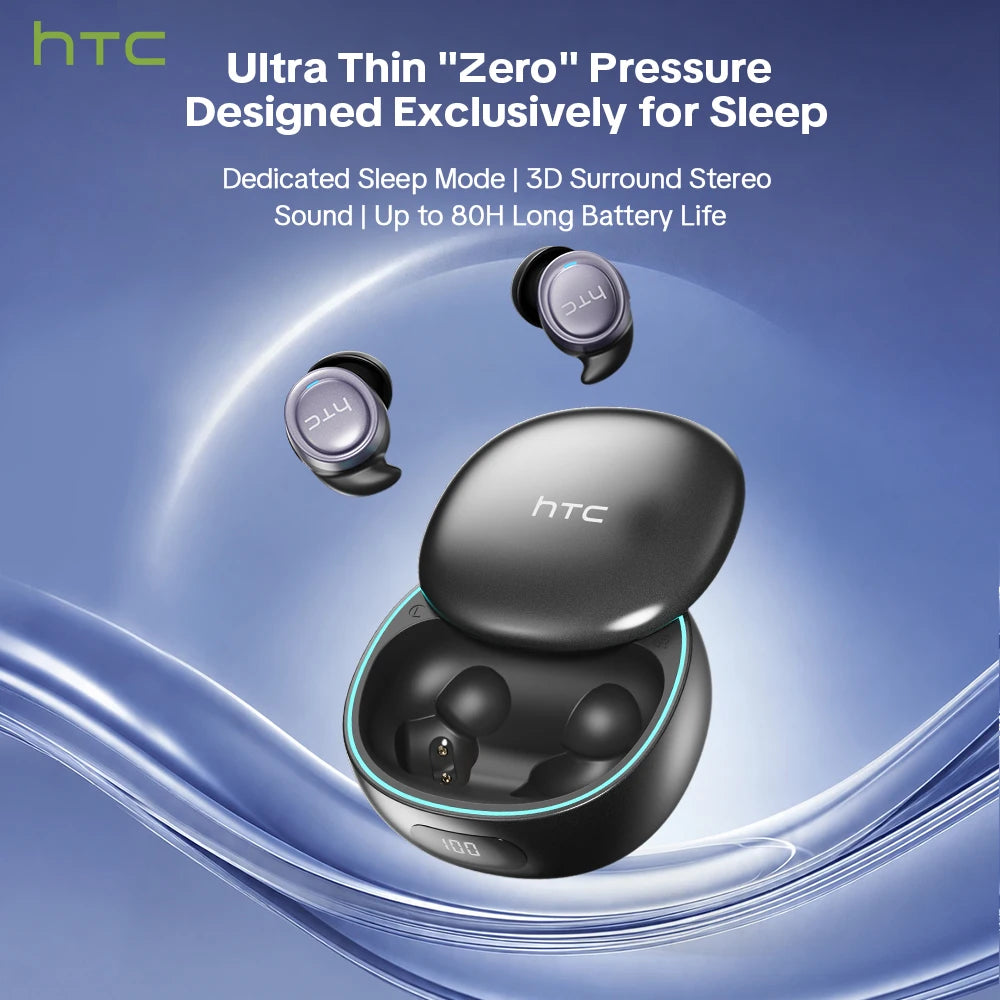 HTC NE96 Wireless Headphones Low Latency Bluetooth Earphones 3g Ultra-Lightweight Soft Sleep Friendly TWS Sports In-Ear Earbuds