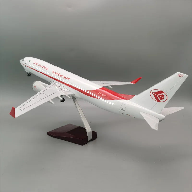 Display 737-800 Air Algerie Airlines Aircraft Model Toys 47cm Resin Miniature Plane W Light and Wheel Diecast Airplanes Collecti