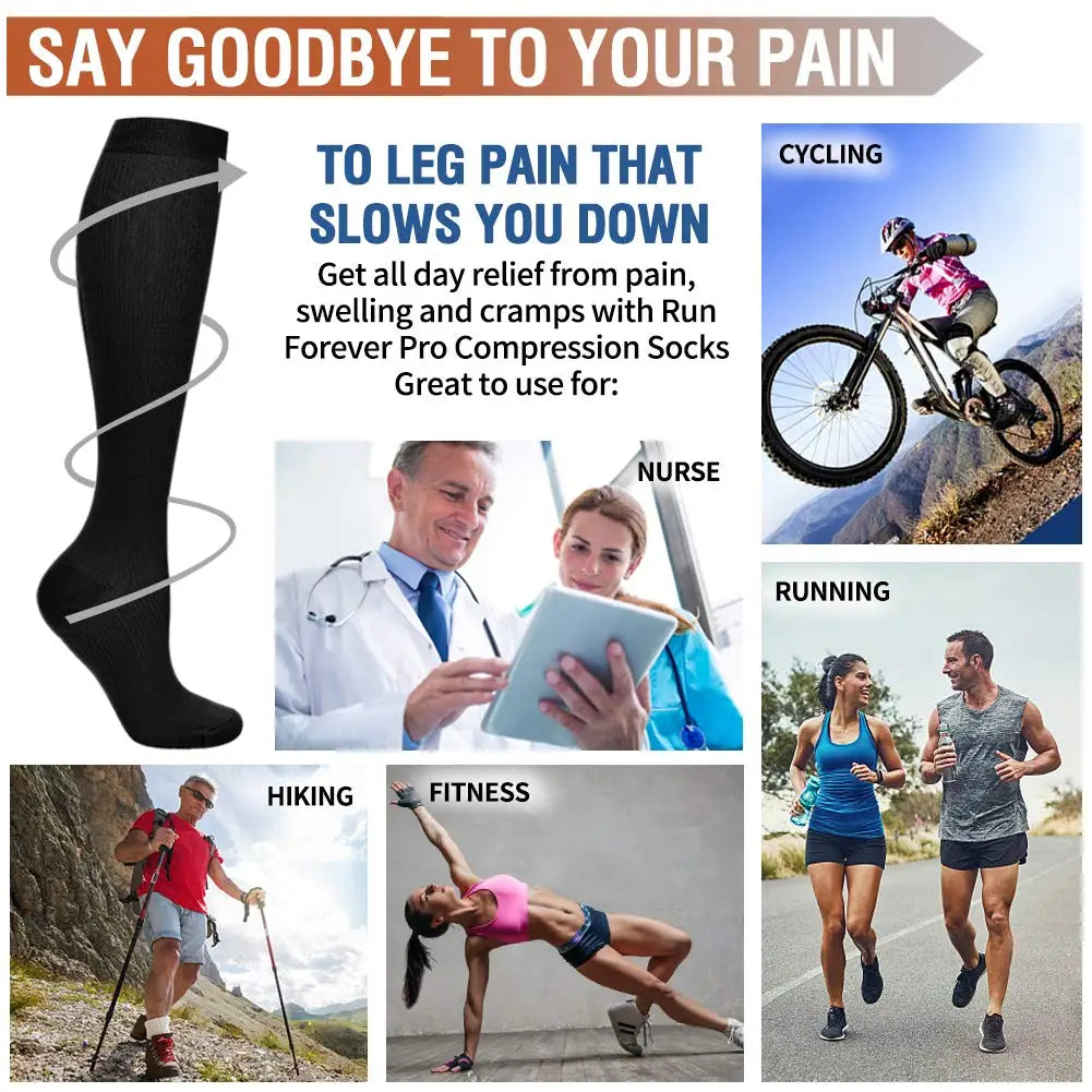 5 Pairs Compression Socks Women Medical Varicose Socks Diabetes Nurse Sports Socks Running Bicycle Basketball Football 20-30mmgh