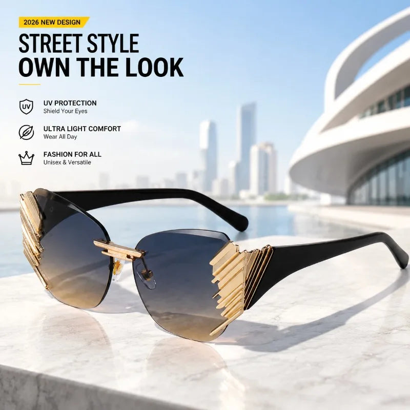 2026 Stylish Rimless Cut Edge Sunglasses Modern Trendy Framless Eyewear Unisex Versatile Fashion Shades Designed for Daily
