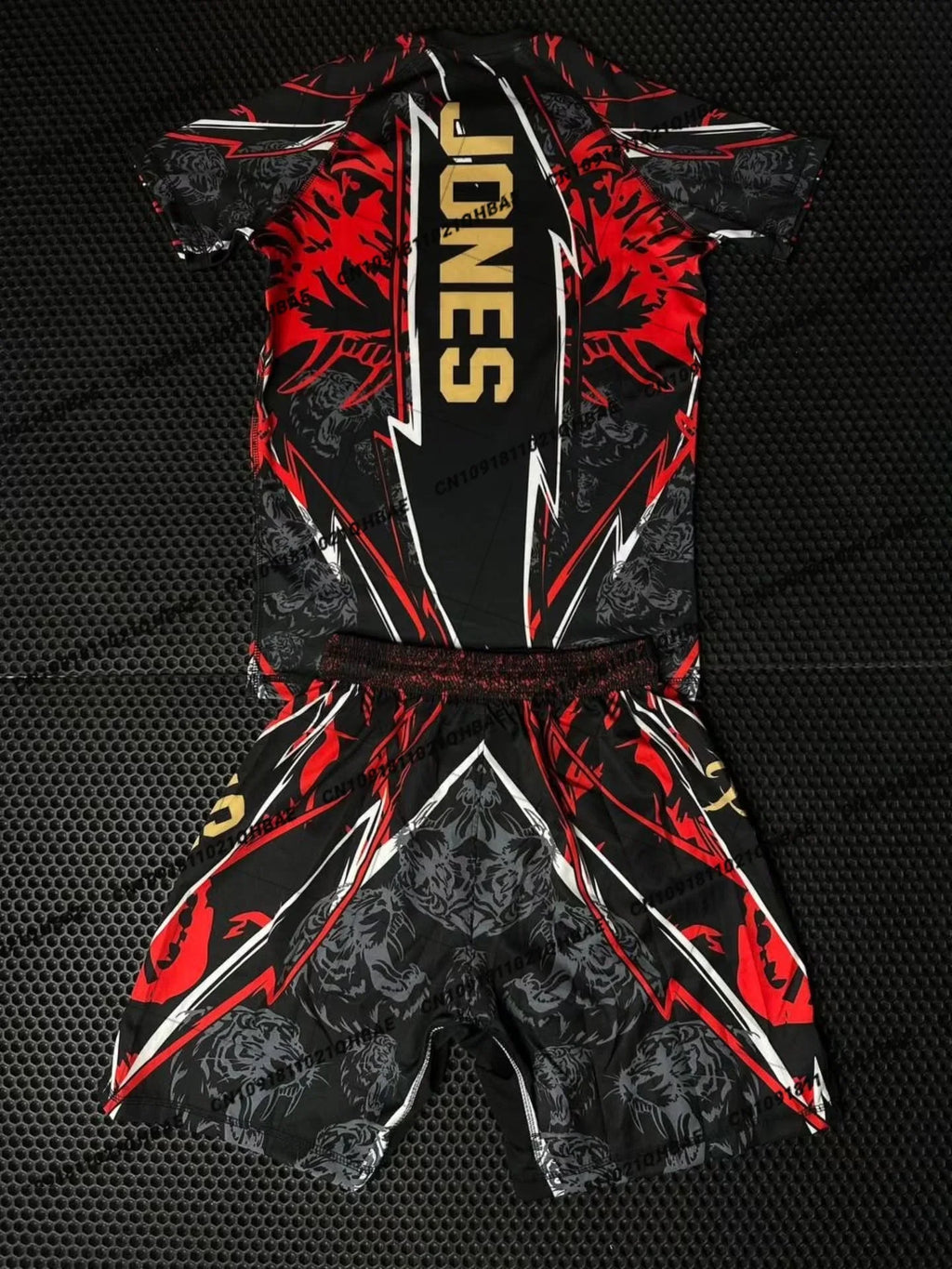 Summer Top Boxer MMA Octagonal Cage Jon Jones Tshirt Shorts Set Men Sports Training Running Set Speed drying Fighting Set