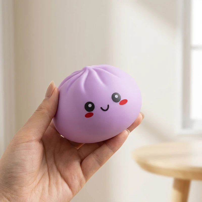 Colorful Dumpling Squishy Stress Relief Balls with Steamer Reusable Rebound Squeeze Reliever Dough Ball Home Office Gifts