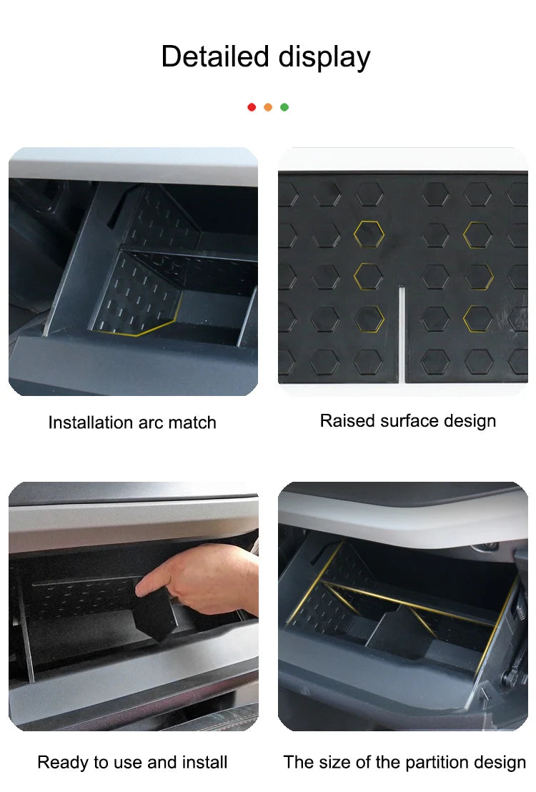 For Ford Bronco 2021-2024 Glove Box Organizer Passenger Side Storage Dividers Center Console Storage Tray Compartment Accessorie