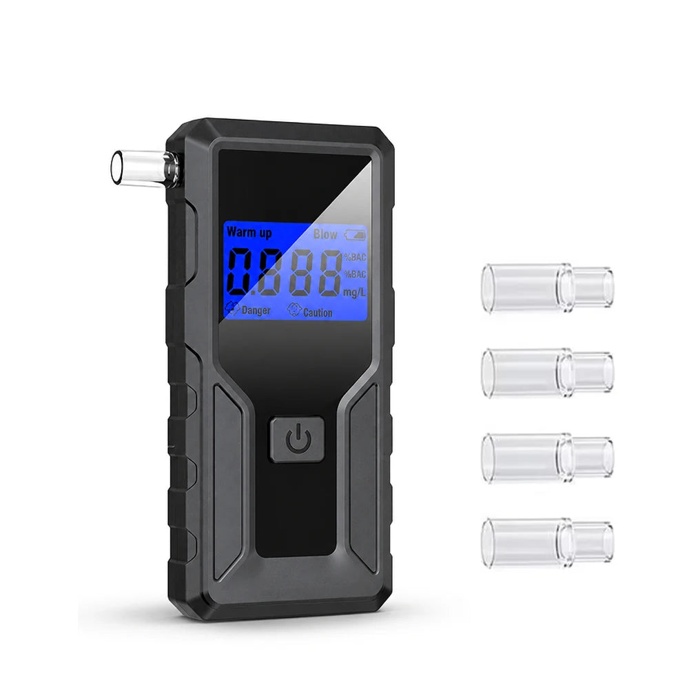 Breathalyzer, Upgraded Portable Professional High-Accuracy Breathalyzers for Alcohol with LCD Digital Display with 5 Mouthpieces