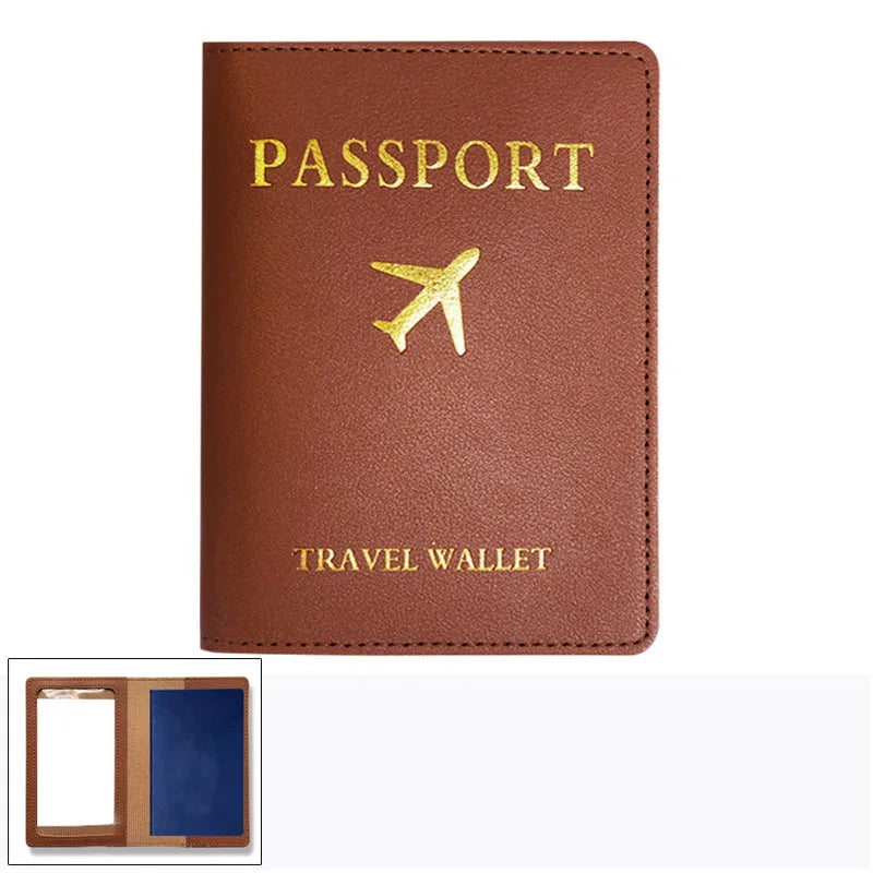 1pcs PU Leather Passport Cover Holder Women Men Passport Cover Flight Ticket Clip Multifunctional Passport Wallet Id Holder Case