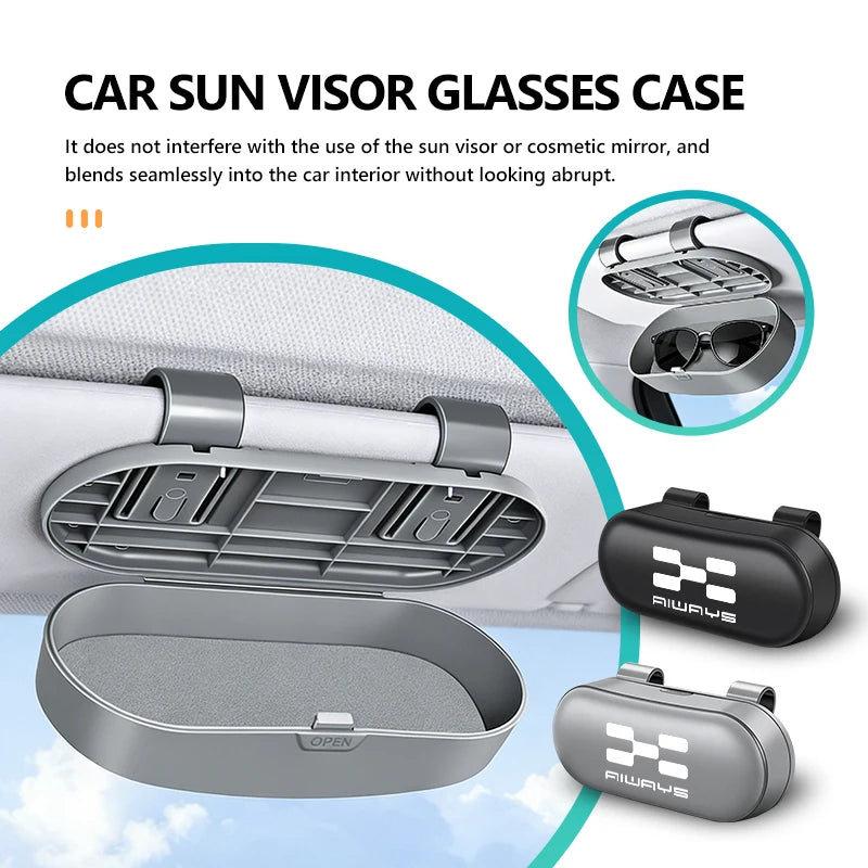 Car Interior Universal Sun Visor Sunglasses Storage Glasses Box For Aiways U5 SE U6 RG Nathalie PRO Bj U7 Ion 2020 2021 2022