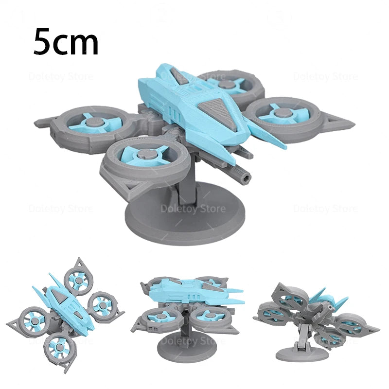 Mini War Machine Mecha Fighter Jet Series 3D Printed Starship Attack Helicopter Flutter Drone Movable Joints Assemble Models Toy