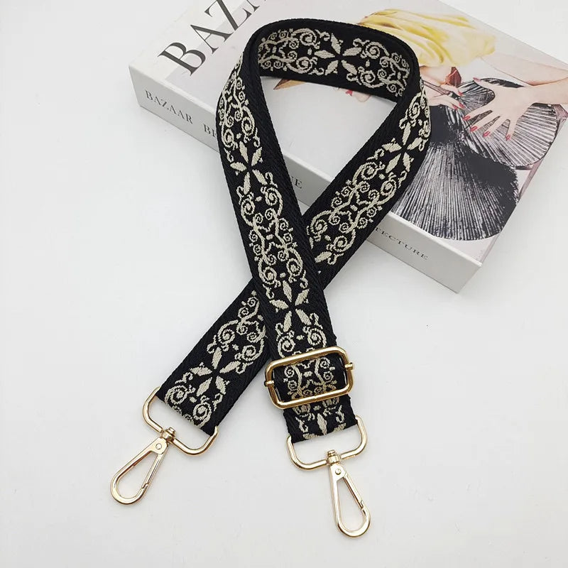 Ethnic Style Embroidered Messenger Single Shoulder Width Bag Strap Woven Long Shoulder Strap Adjustable Bag Replacement Strap