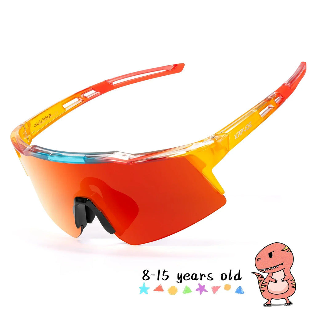 Kapvoe Kids Hiking Eyewear Cycling Sunglasses Aged 8-15 Baseball Running Children Glasses UV400 Sports Riding Bicycle Glasses