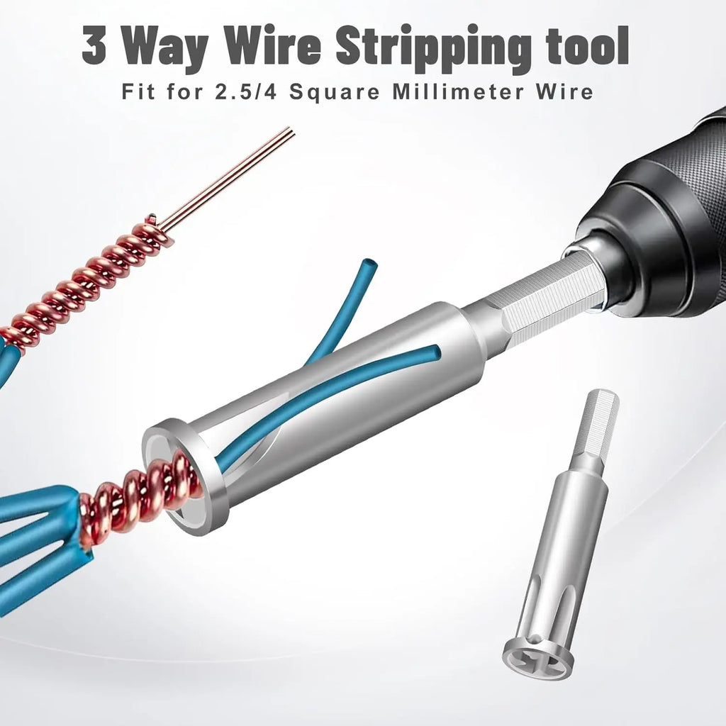 4Pcs Wire Twister Tool for Drill Wire Nut Twister Wire Stripper Tool Connector Driver with 1/4" Chuck Cable Quick Stripping Elec
