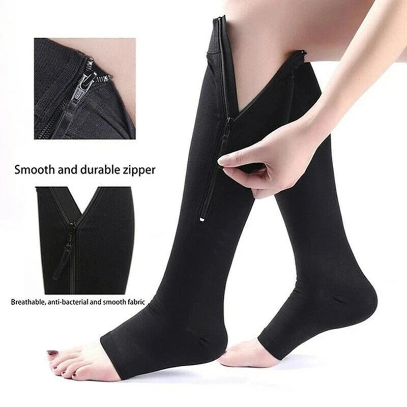 Zipper Compression Socks Medical Varicose Diabetes Swelling Sports Socks Men's Outdoor Running Cycling Glof Women's Stockings
