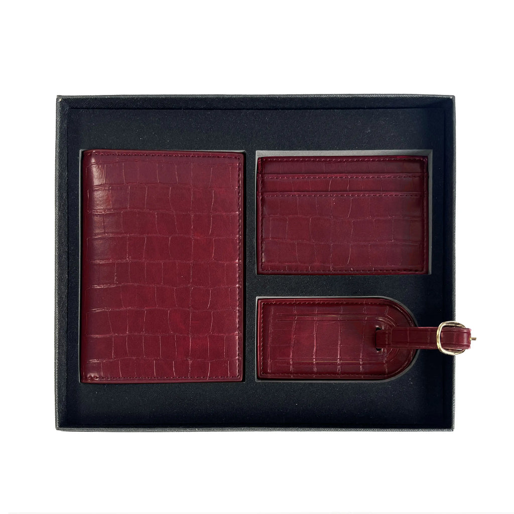 Free Custom Name Initial Gift Box Set Classic Saffiano Pattern Passport Cover  Luggage Tag Cardholder Travel Accessories