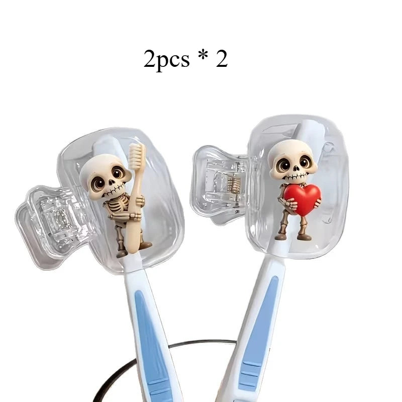 Portable Toothbrush Head Cover with Skull Pattern, Storage Case, Toothbrush Protective Cover Holder For Travel, Outdoor Trips.
