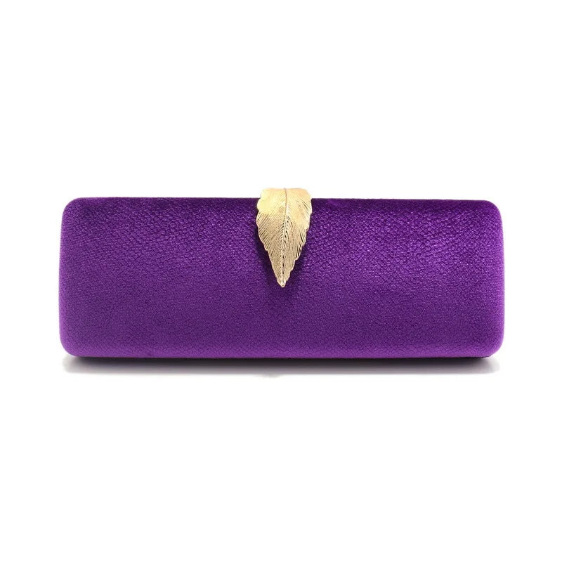Luxury Design Serpentine Velvet Evening Bag Leaf Clasp Chain Handheld Purse Fashionable Envelope Clutch Bag for Party Wedding