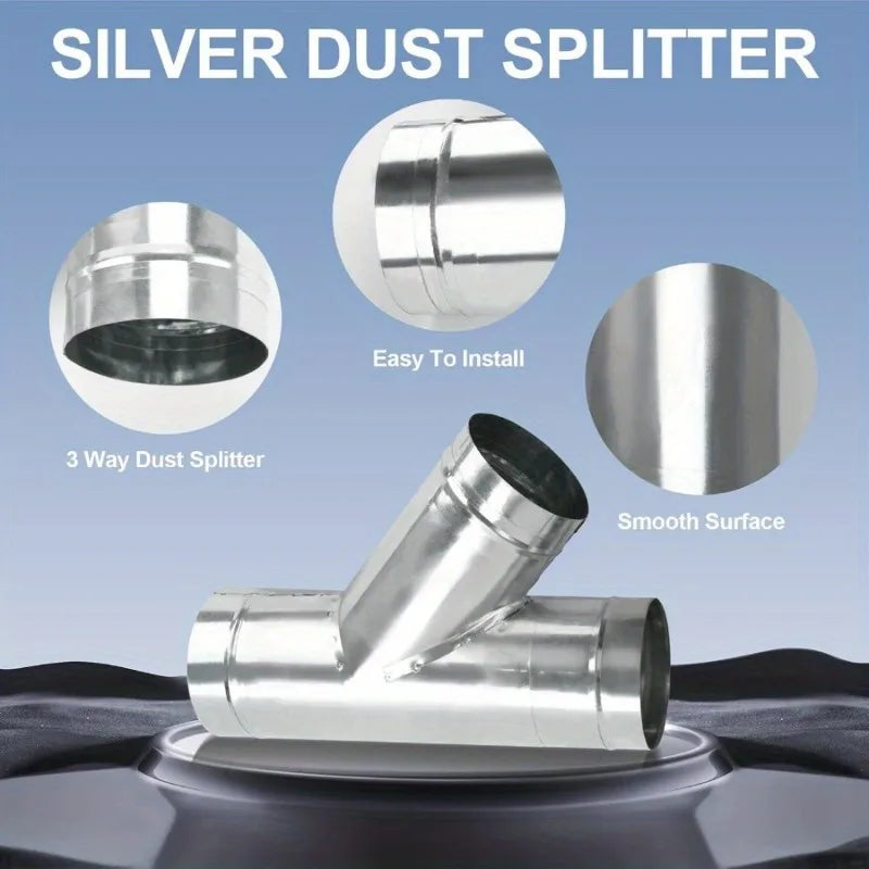 1PC 3 Way Duct Hose Connector 45 Degree Y Shaped Exhaust Fan Dryer Vent Hose Metal Bathroom Ventilation Vent Duct Splitter Tool