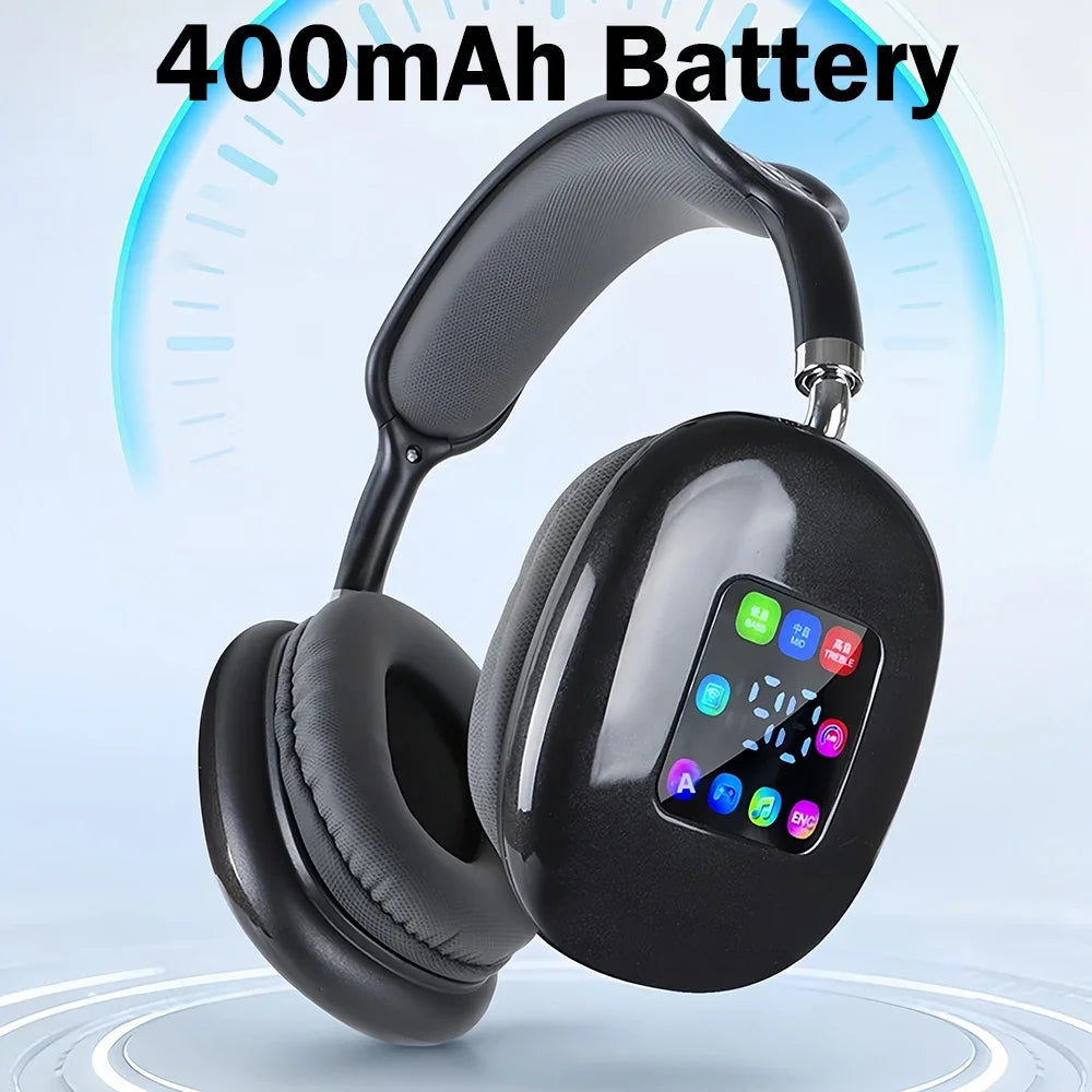 KEBIDUMEI Bluetooth 5.3 Headphones with LCD Screen Noise Cancellation Wireless Headsets with FM Radio 3.5mm Over Ear Earphones