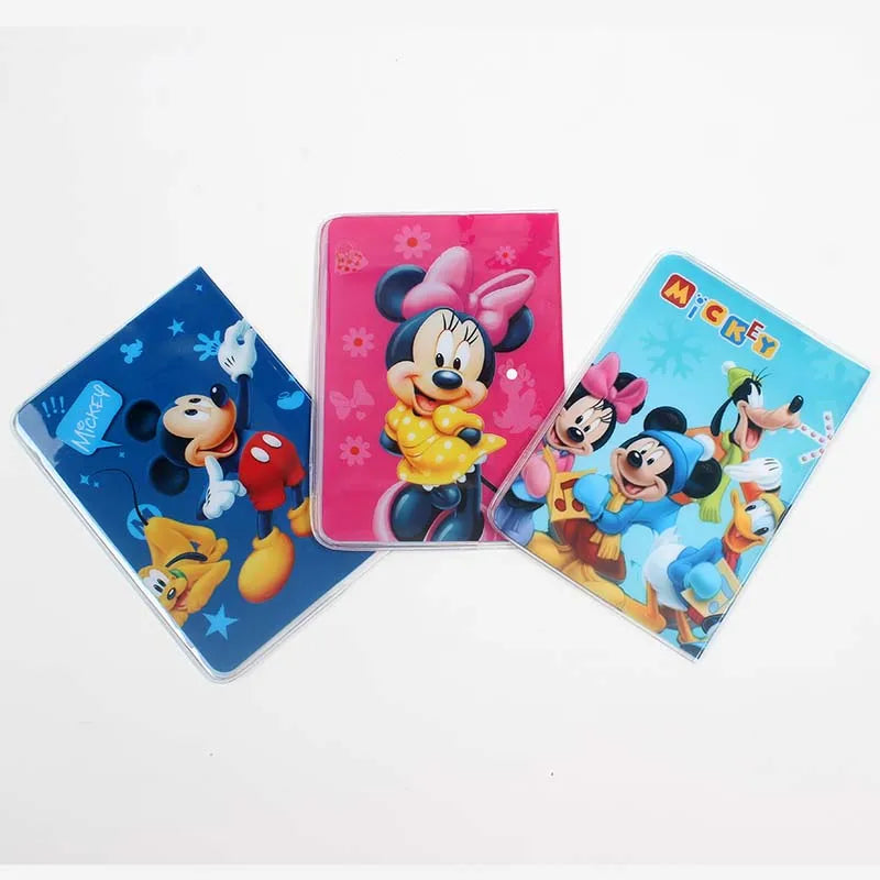 3 Colors Disney Mikey Minnie Passport Holder PVC Leather Travel Passport Cover Case Card ID Holders 14cm*9.6cm
