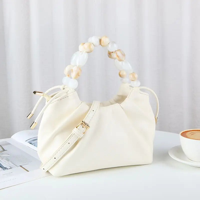 JIAERDI Elegant White Hand Bag Purses Women Vintage Leather Beading Messenger Bag Female Harajuku Casual Crossbody Bags Purse