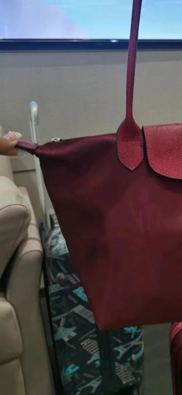 2026 Lightweight Foldable Nylon Shoulder Bag Ladies Water Resistant Shopping Tote Bag Large Handbag for Travel Daily Office