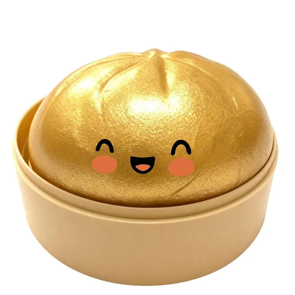 Cute Glitter Giant Bun Squeeze Fidget Toy, Realistic Slow Rising Decompression Ball with Steamer, Soft Stress Relief Toy