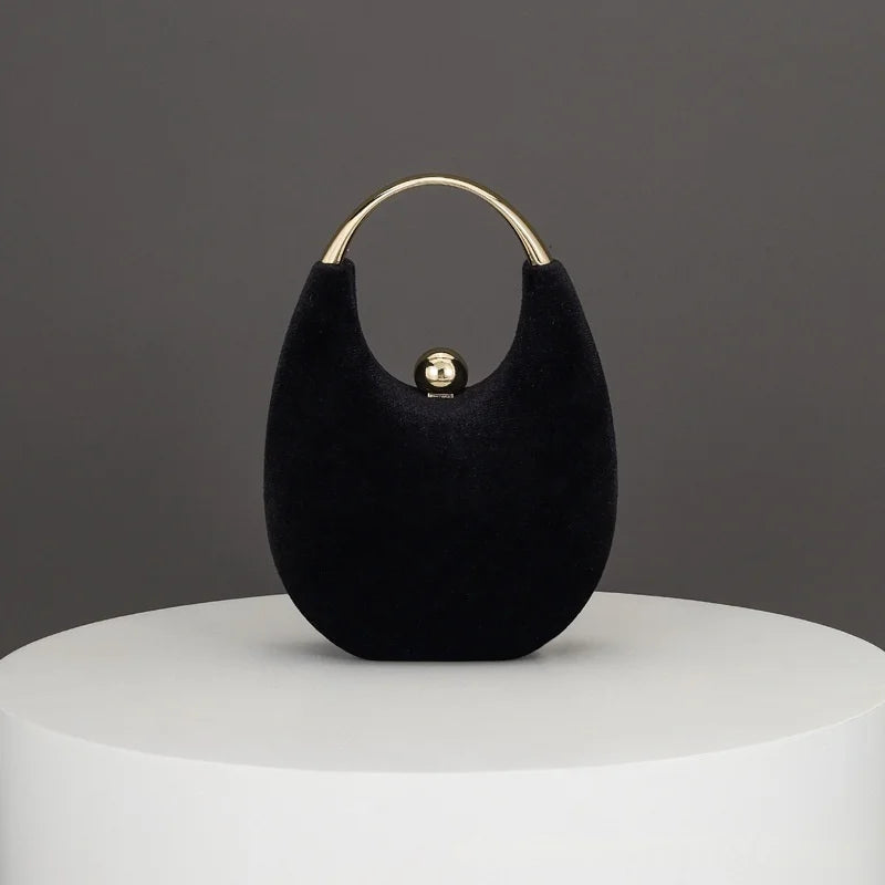 Velvet Sequin Evening Bag for Women Soft Polyester Urban Simple Style Dumpling Bag Lady Wedding  Gown Bag Banquet Bag