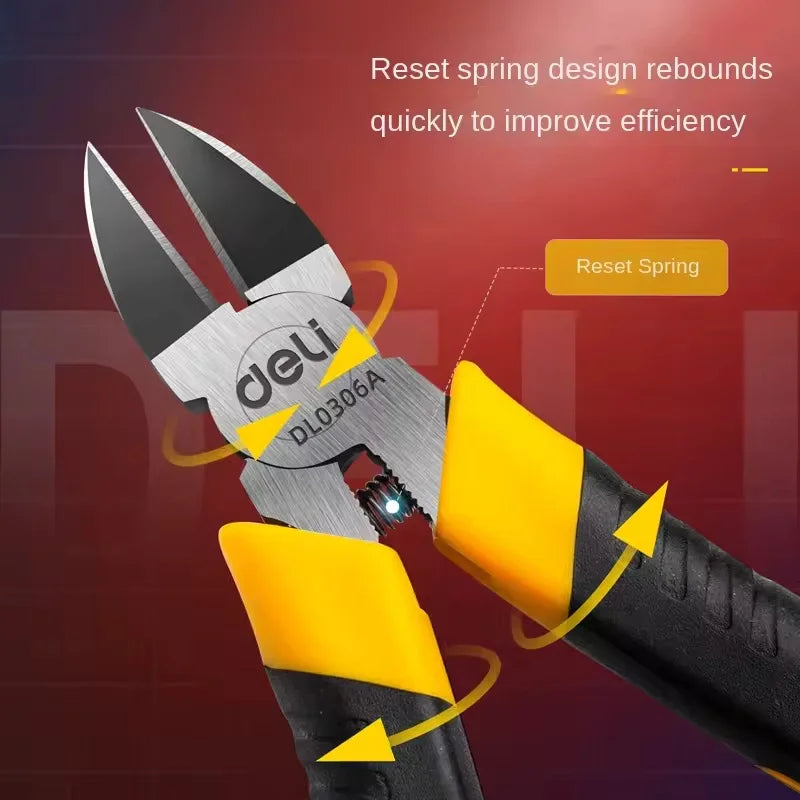 Deli CR-V 5/6 Inch Plastic Diagonal Pliers Multifunctional Cutting Side Scissors for Jewelry Wire Cable Electrical Tools