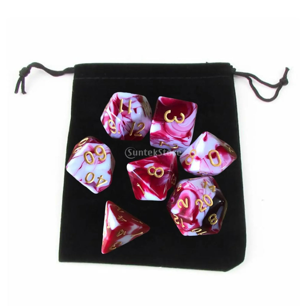 Acrylic Polyhedral Dices Set, D8 D10 D12 D20 Bar Toys with Pouch for DND RPG Role Playing Board Game Math Teaching
