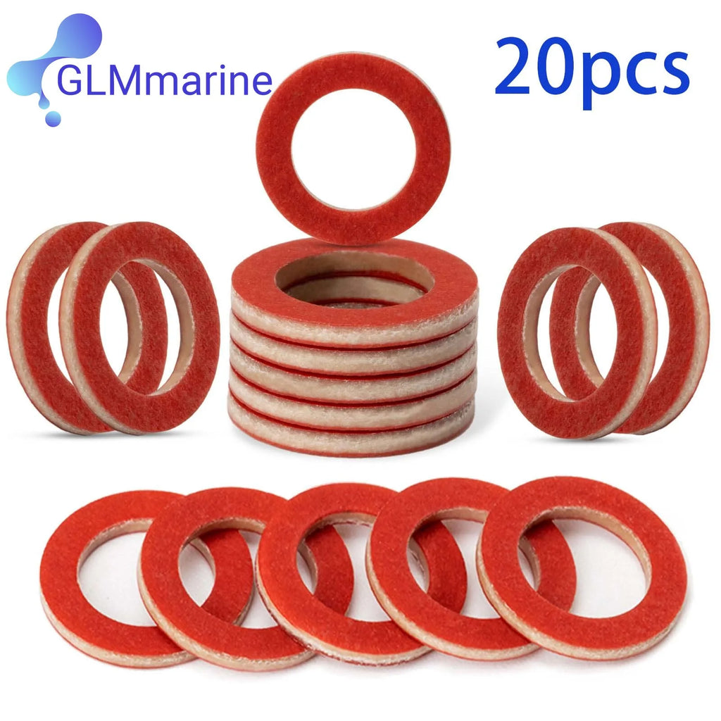 20pcs Red Lower Unit Oil Drain Screw Gasket Fit For Yamaha 4-STROKE OUTBOARD MODELS 90430-08020-00 90430-08003