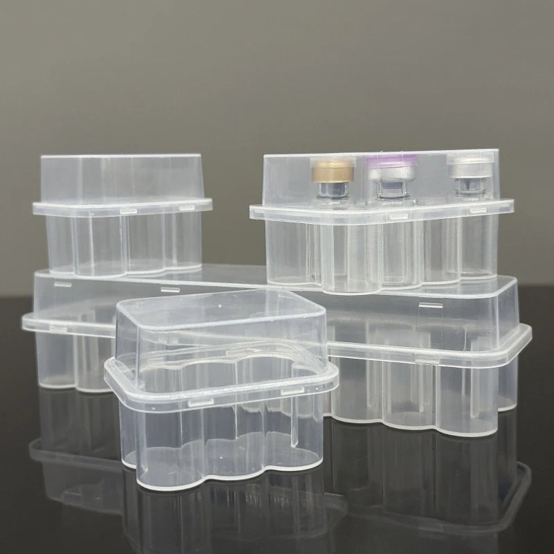 3ML 2Slot Peptide Storage Case Clear Vial Peptide Storage Boxes Transparent Refrigerator Stackable Freezer Tube Bottles