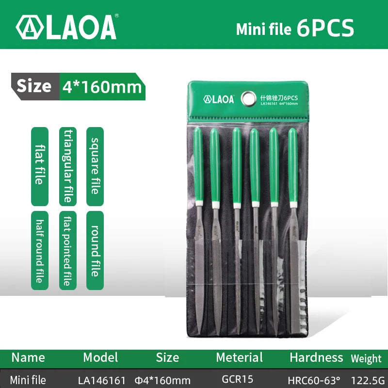 LAOA 6pcs/set&10pcs/set Mini File Set Small File Coarse Teeth Square File Half Round File Triangle File Polishing Tool
