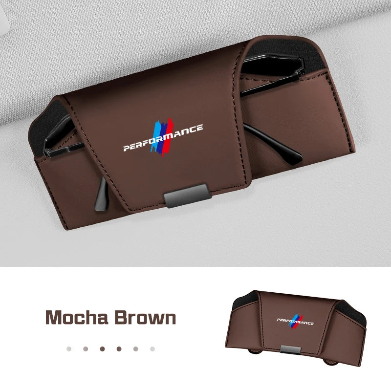 Magnetic Leather Car Visor Glasses Box Portable for BMW X1 X3 X5 X6 X7 1 3 5 6 7 Series G20 G30 G11 F15 F16 i7 Sunglasses Holder