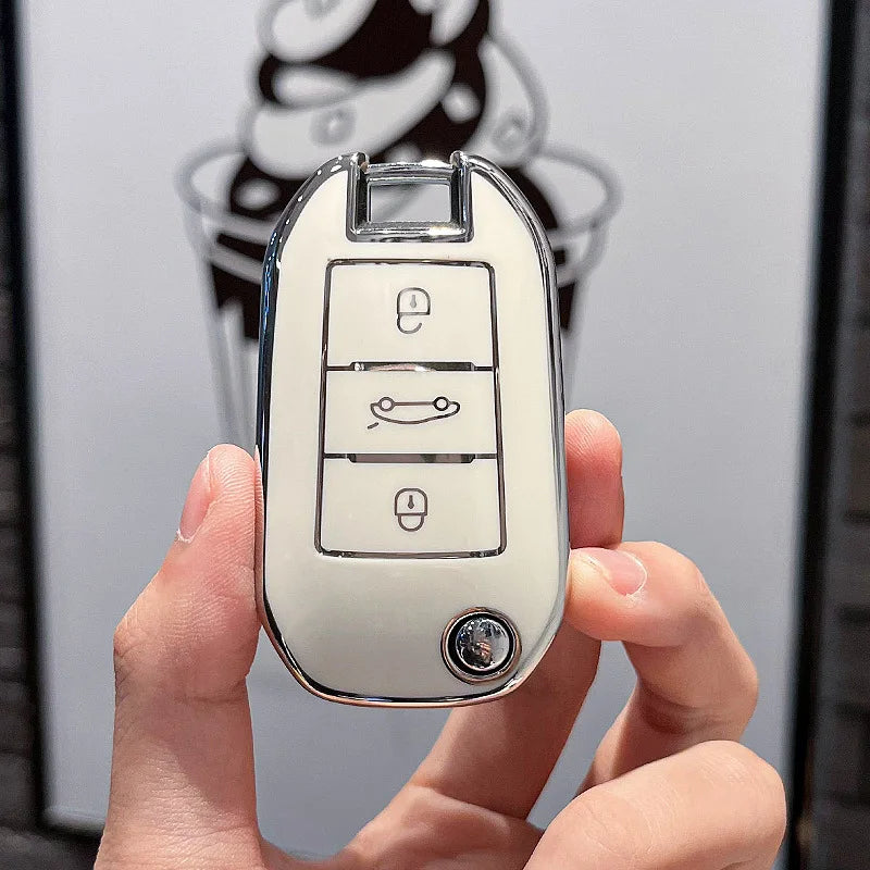 TPU Flip Folding Key Fob Cover Case For Citroen C3 C4 Berlingo 2021 For Peugeot 208 2008 301 308 3008 RCZ 508 408 2008 307
